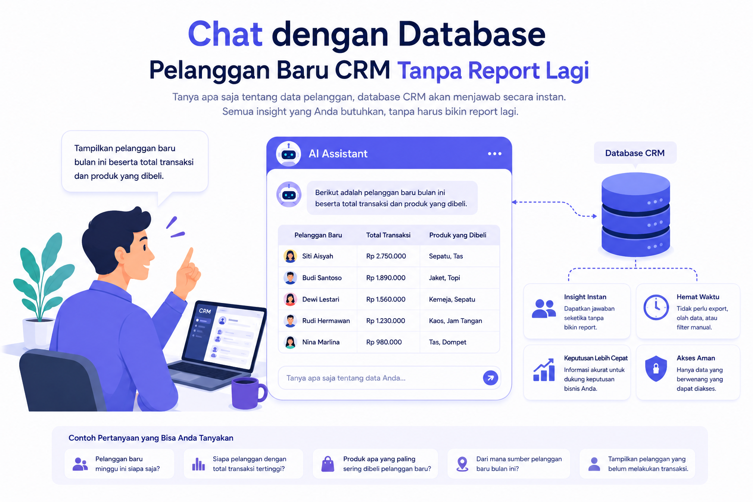 Chat dengan Database - Pelanggan Baru CRM Tanpa Report Lagi